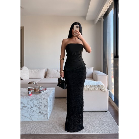 STERA STRAPLEZ SİYAH ELBİSE 