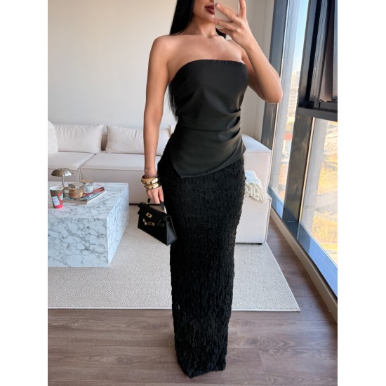 STERA STRAPLEZ SİYAH ELBİSE 