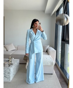 KETEN BAĞLAMALI BLAZER TAKIM BEBE MAVİ