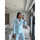 KETEN BAĞLAMALI BLAZER TAKIM BEBE MAVİ