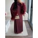 BURGUNDY MUSE FEATHER DRESS