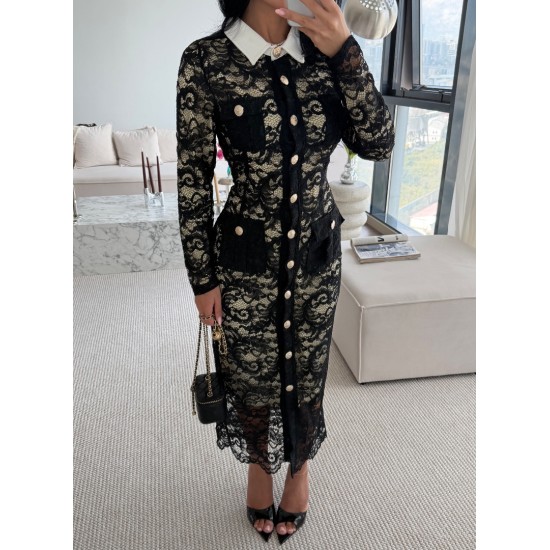 VİTTORİA LACE ELBİSE SİYAH