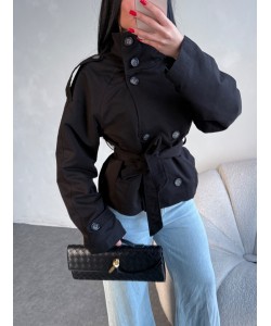 MARKA MODEL DİK YAKA TRENÇKOT SİYAH