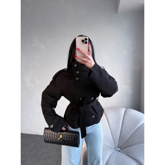 MARKA MODEL DİK YAKA TRENÇKOT SİYAH