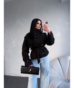 MARKA MODEL DİK YAKA TRENÇKOT SİYAH