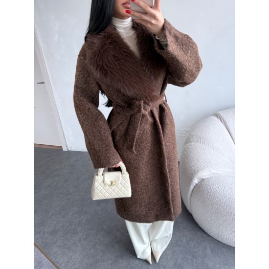 KÜRKLÜ KAŞE KABAN KAHVERENGİ 