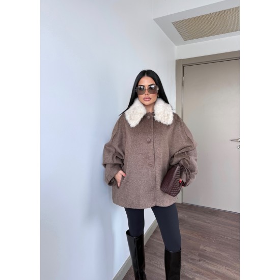 PREMIUM KAŞMİR İÇERİKLİ KÜRK DETAY KABAN