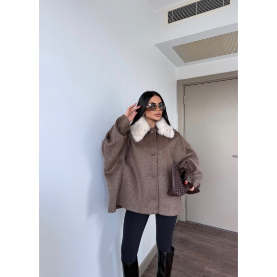 PREMIUM KAŞMİR İÇERİKLİ KÜRK DETAY KABAN