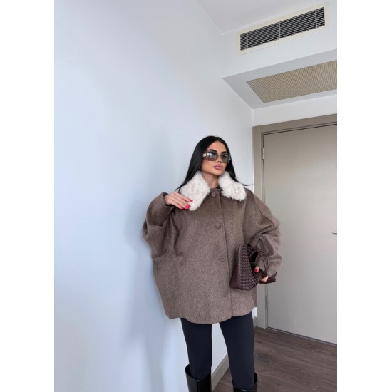 PREMIUM KAŞMİR İÇERİKLİ KÜRK DETAY KABAN