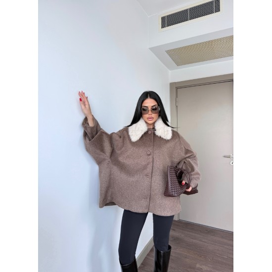 PREMIUM KAŞMİR İÇERİKLİ KÜRK DETAY KABAN