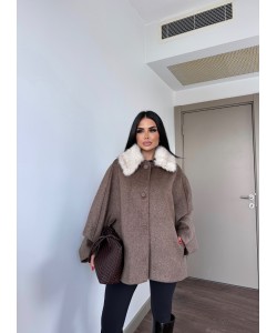 PREMIUM KAŞMİR İÇERİKLİ KÜRK DETAY KABAN