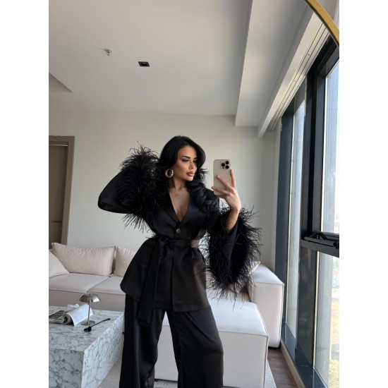 LUXURYV 2-PİECE FURRY SET BLACK LUXURYV 2-PİECE FURRY SET BLACK