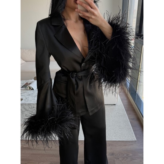 LUXURYV 2-PİECE FURRY SET BLACK LUXURYV 2-PİECE FURRY SET BLACK