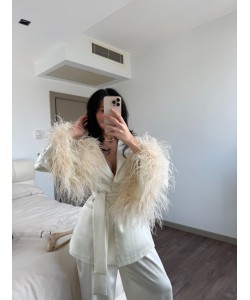 LUXURY 2-PİECE FURRY SET PEARL