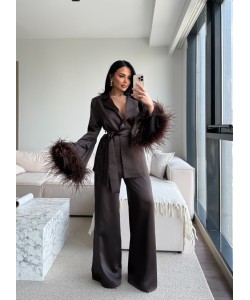 LUXURY 2-PİECE FURRY SET BROWN