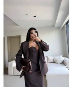 PREMIUM ACI KAHVE ASTARLI BLAZER CEKET