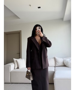 PREMIUM ACI KAHVE ASTARLI BLAZER CEKET