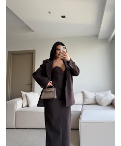 PREMIUM ACI KAHVE ASTARLI BLAZER CEKET
