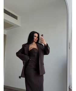 PREMIUM ACI KAHVE ASTARLI BLAZER CEKET