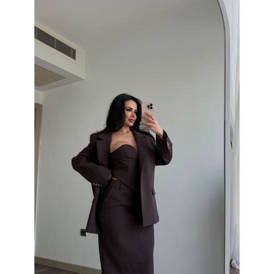 PREMIUM ACI KAHVE ASTARLI BLAZER CEKET