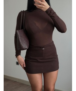 ZRA MODEL KEMERLİ ŞORTETEK KAHVE