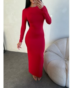 KIRMIZI UZUN KOLLU BODYCON ELBİSE KIRMIZI UZUN KOLLU BODYCON ELBİSE