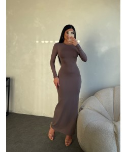 VİZON UZUN KOLLU BODYCON ELBİSE VİZON UZUN KOLLU BODYCON ELBİSE