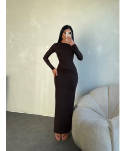 KAHVE UZUN KOLLU BODYCON ELBİSE KAHVE UZUN KOLLU BODYCON ELBİSE