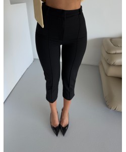 SiYAH ÇIMALI KAPRİ PANTOLON