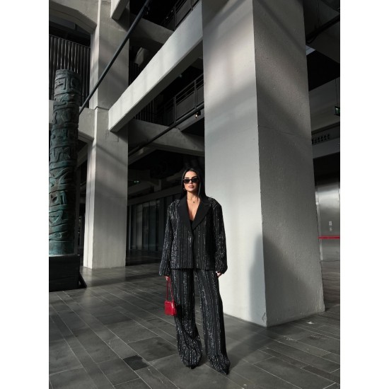 FUL TAŞ İŞLEMELİ BLAZER TAKIM