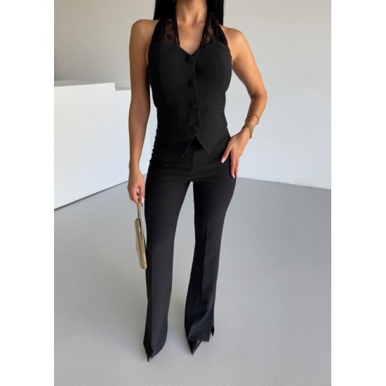 DANTEL DETAY HALTER YELEK&PANTOLON TAKIM 