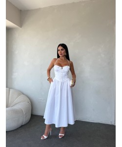 CHERİE POPLİN HALTER YAKA MİDİ ELBİSE BEYAZ CHERİE POPLİN HALTER YAKA MİDİ ELBİSE BEYAZ