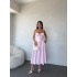 CHERİE POPLİN HALTER YAKA MİDİ ELBİSE  PEMBE