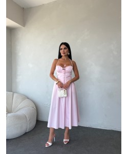 CHERİE POPLİN HALTER YAKA MİDİ ELBİSE PEMBE CHERİE POPLİN HALTER YAKA MİDİ ELBİSE PEMBE