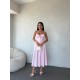 CHERİE POPLİN HALTER YAKA MİDİ ELBİSE  PEMBE