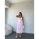 CHERİE POPLİN HALTER YAKA MİDİ ELBİSE  PEMBE