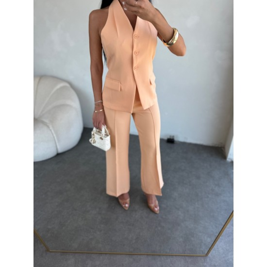 HALTER YAKA DÜĞMELİ TAKIM KAVUN