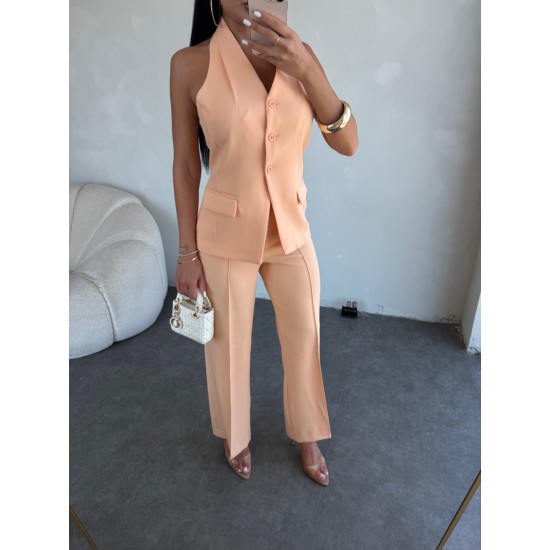 HALTER YAKA DÜĞMELİ TAKIM KAVUN