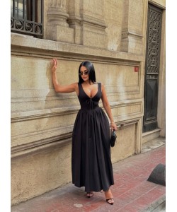 KELLY BLACK POPLİN ELBİSE