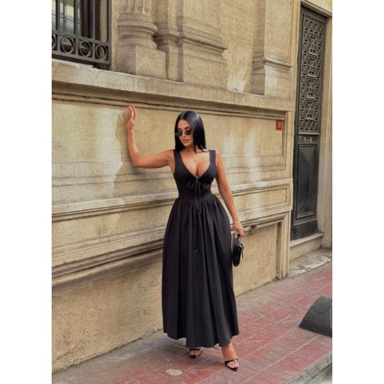 KELLY BLACK POPLİN ELBİSE