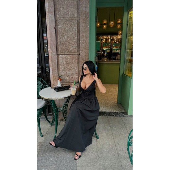 KELLY BLACK POPLİN ELBİSE