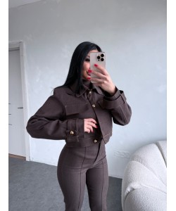 KONTRAST DİKİSLİ CEKET PANTOLON TAKIM KAHVE KONTRAST DİKİSLİ CEKET PANTOLON TAKIM KAHVE