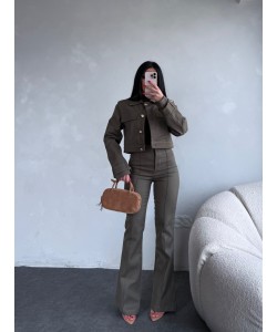 KONTRAST DİKİSLİ CEKET PANTOLON TAKIM HAKİ KONTRAST DİKİSLİ CEKET PANTOLON TAKIM HAKİ