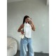 BEYAZ HALTER YAKA SATEN BLUZ