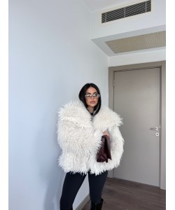 EKRU SUNİ KÜRK CEKET