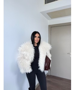 EKRU SUNİ KÜRK CEKET