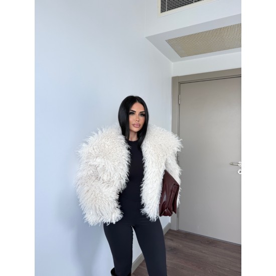 EKRU SUNİ KÜRK CEKET