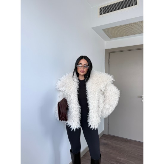 EKRU SUNİ KÜRK CEKET