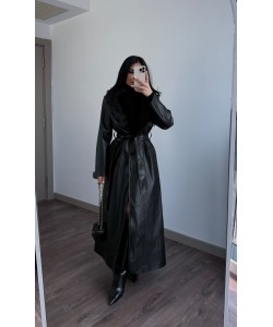 PREMIUM KÜRKLÜ UZUN  DERİ KABAN 