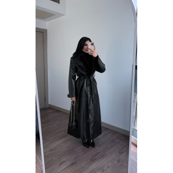 PREMIUM KÜRKLÜ UZUN  DERİ KABAN 